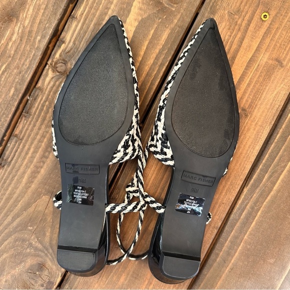 BRAND NEW Marc Fisher Woven Slingback Flats Black & Natural Size 9.5 Medium - Picture 6 of 8